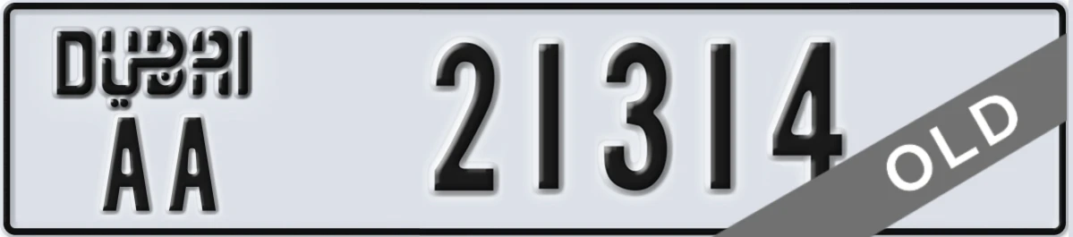 UAE License Plate Dubai AA 21314