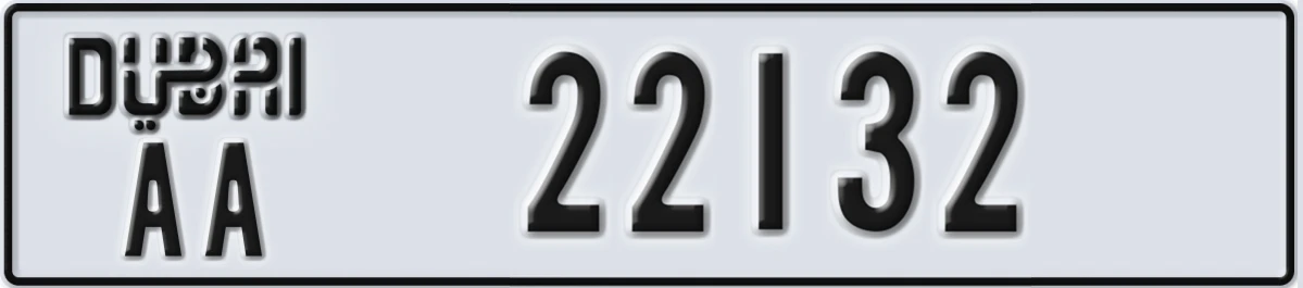 UAE License Plate Dubai AA 22132
