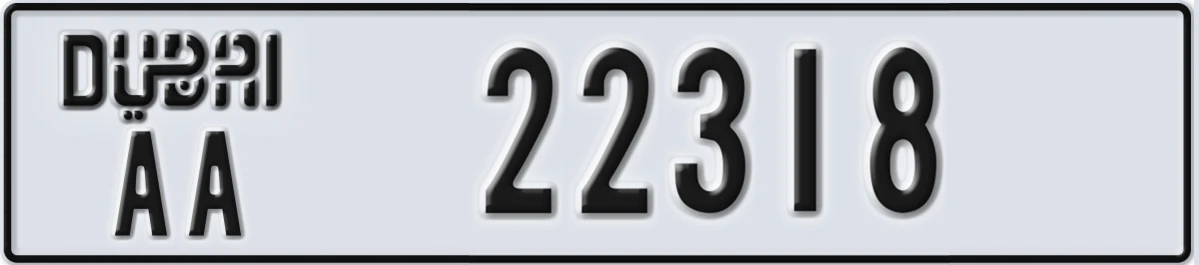 UAE License Plate Dubai AA 22318