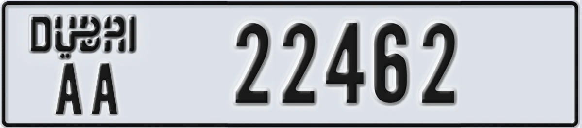 UAE License Plate Dubai AA 22462