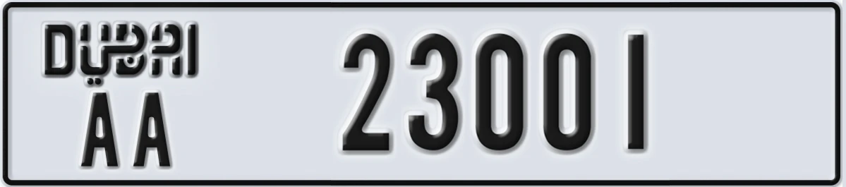 UAE License Plate Dubai AA 23001