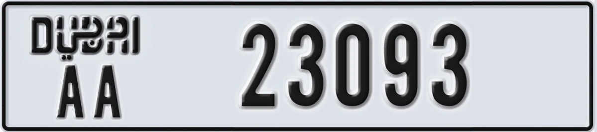 UAE License Plate Dubai AA 23093
