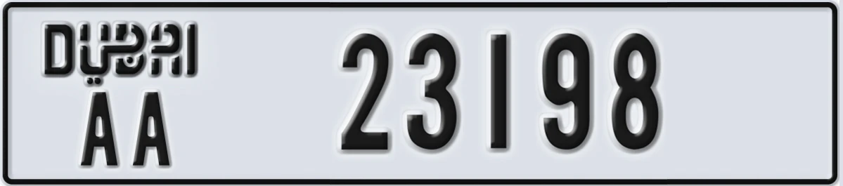 UAE License Plate Dubai AA 23198