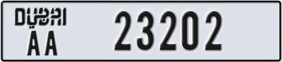 UAE License Plate Dubai AA 23202