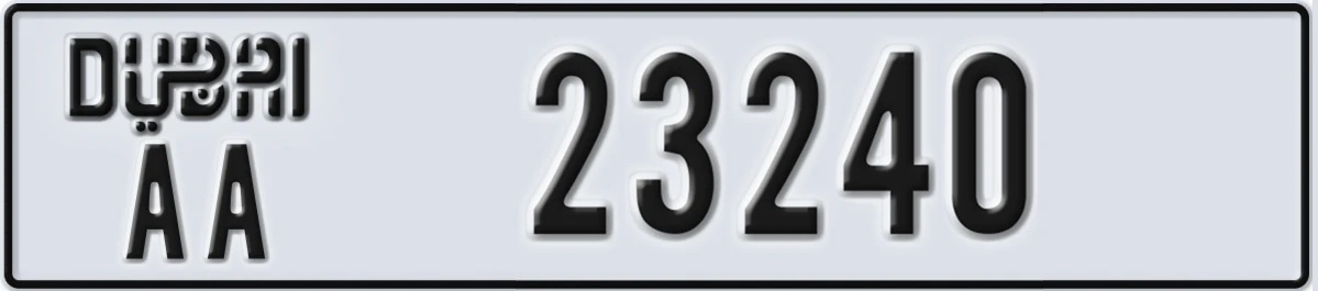 UAE License Plate Dubai AA 23240