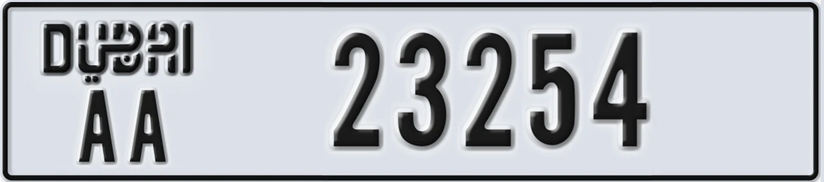 UAE License Plate Dubai AA 23254