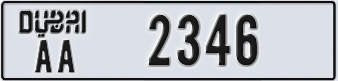 UAE License Plate Dubai AA 234X6