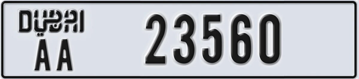 UAE License Plate Dubai AA 23560