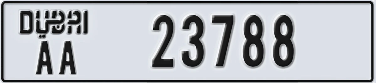 UAE License Plate Dubai AA 23788