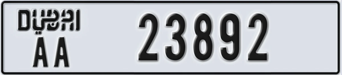 UAE License Plate Dubai AA 23892