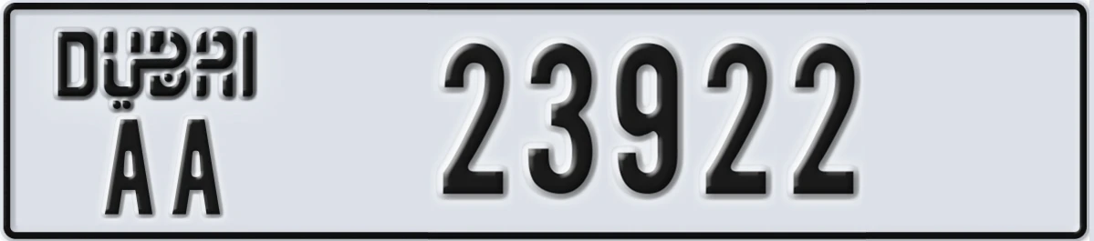 UAE License Plate Dubai AA 23922