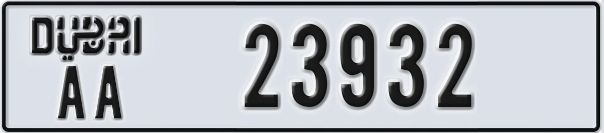 UAE License Plate Dubai AA 23932