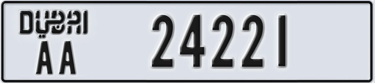 UAE License Plate Dubai AA 24221