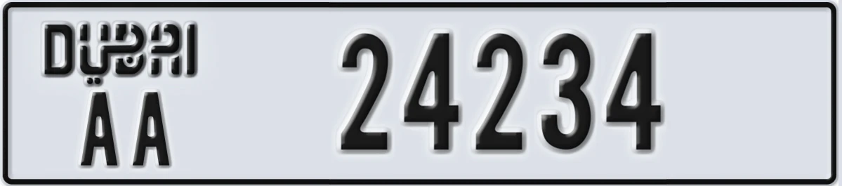 UAE License Plate Dubai AA 24234