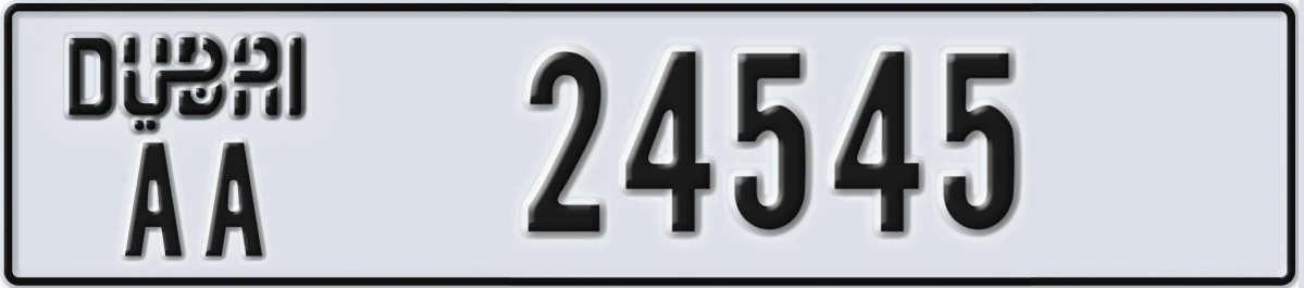 UAE License Plate Dubai AA 24545
