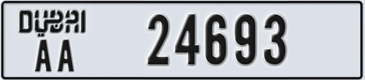UAE License Plate Dubai AA 24693