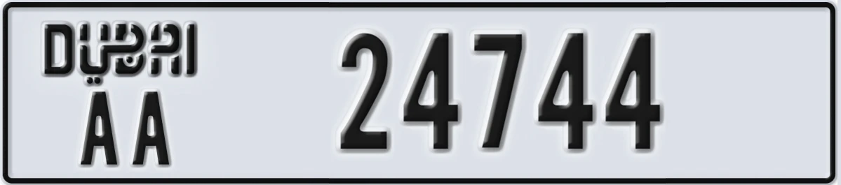 UAE License Plate Dubai AA 24744