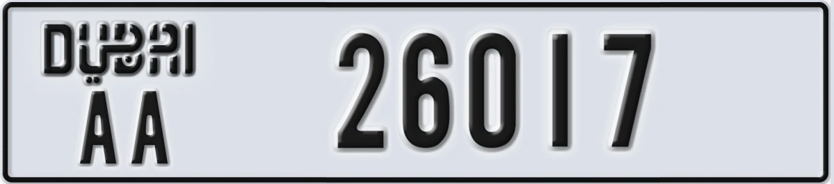 UAE License Plate Dubai AA 26017