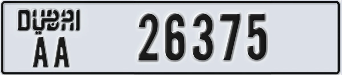 UAE License Plate Dubai AA 26375