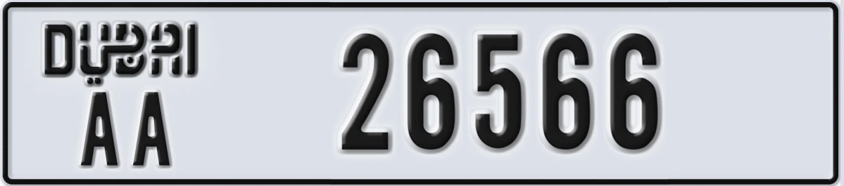 UAE License Plate Dubai AA 26566