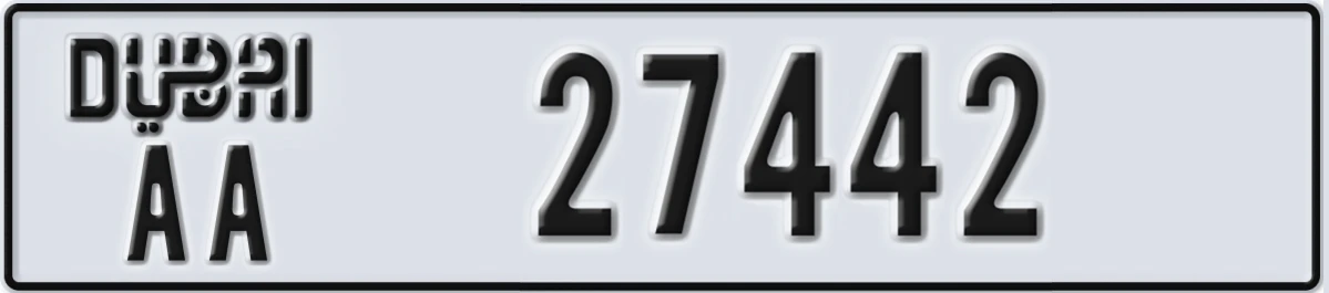 UAE License Plate Dubai AA 27442