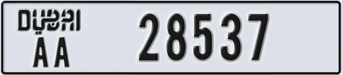 UAE License Plate Dubai AA 28537