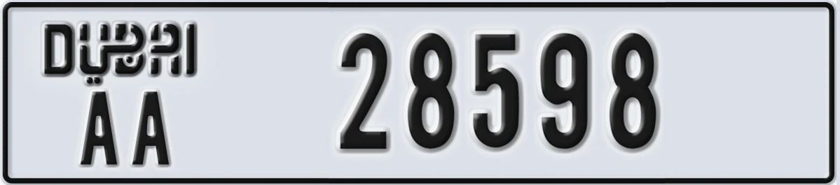 UAE License Plate Dubai AA 28598