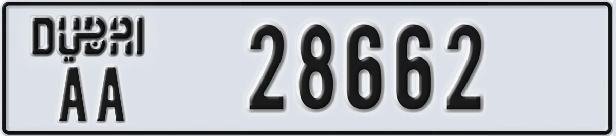 UAE License Plate Dubai AA 28662