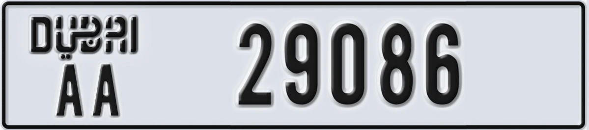 UAE License Plate Dubai AA 29086