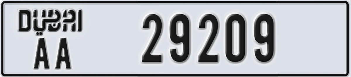 UAE License Plate Dubai AA 29209