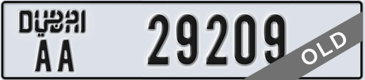UAE License Plate Dubai AA 29209