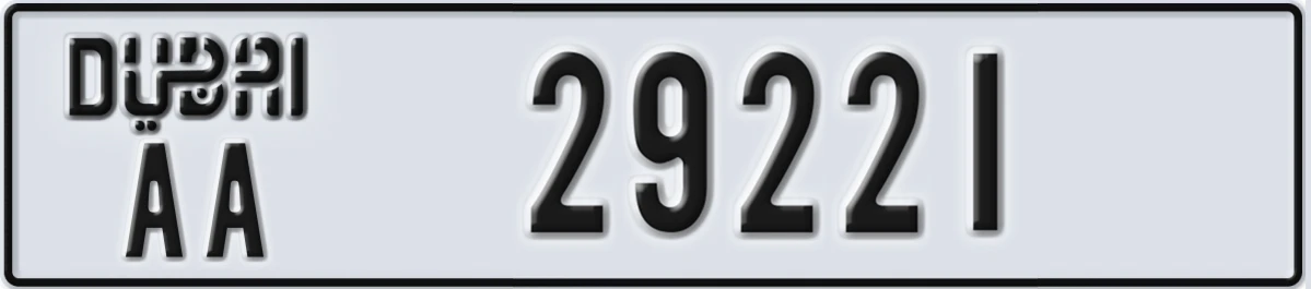 UAE License Plate Dubai AA 29221