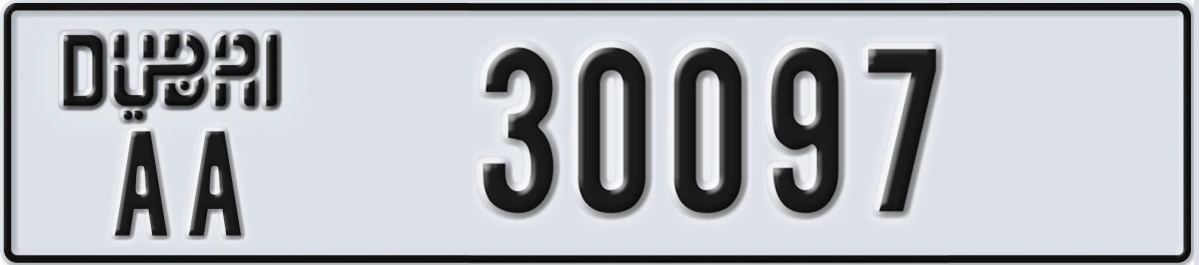 UAE License Plate Dubai AA 30097
