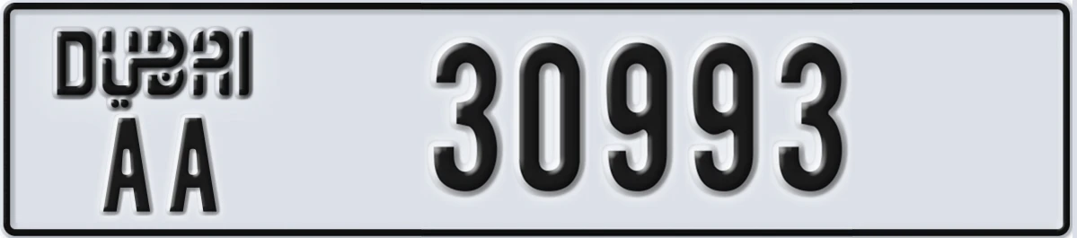 UAE License Plate Dubai AA 30993