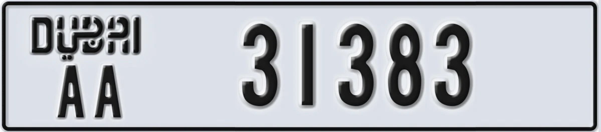 UAE License Plate Dubai AA 31383