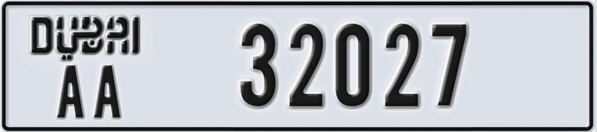 UAE License Plate Dubai AA 32027