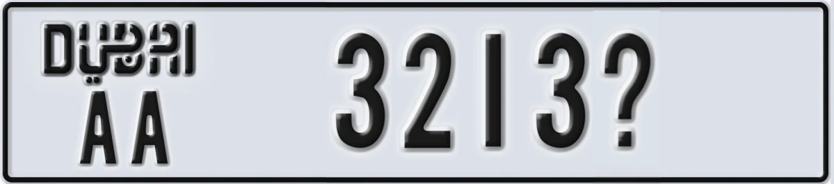 UAE License Plate Dubai AA 3213X