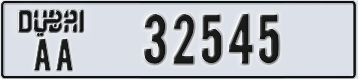 UAE License Plate Dubai AA 32545