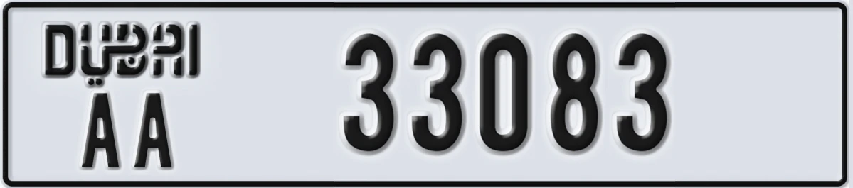 UAE License Plate Dubai AA 33083