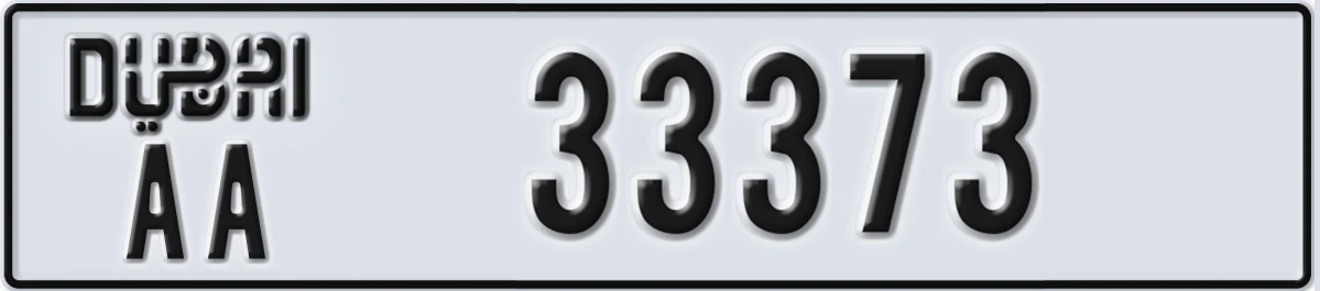 UAE License Plate Dubai AA 33373