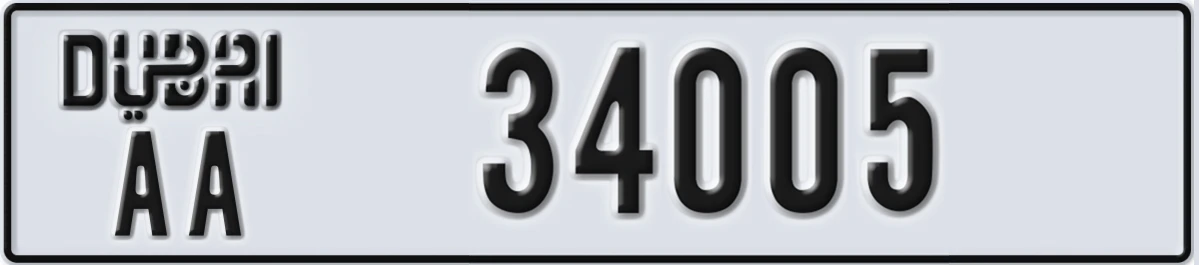 UAE License Plate Dubai AA 34005