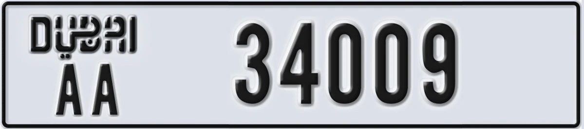 UAE License Plate Dubai AA 34009