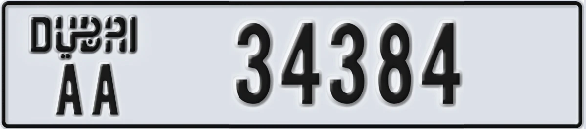UAE License Plate Dubai AA 34384