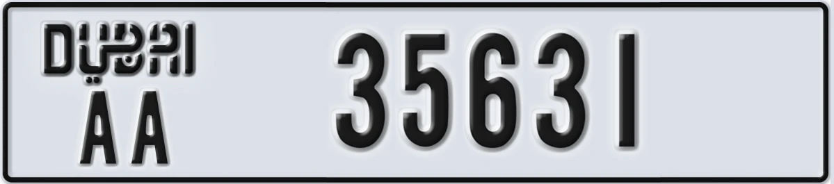 UAE License Plate Dubai AA 35631
