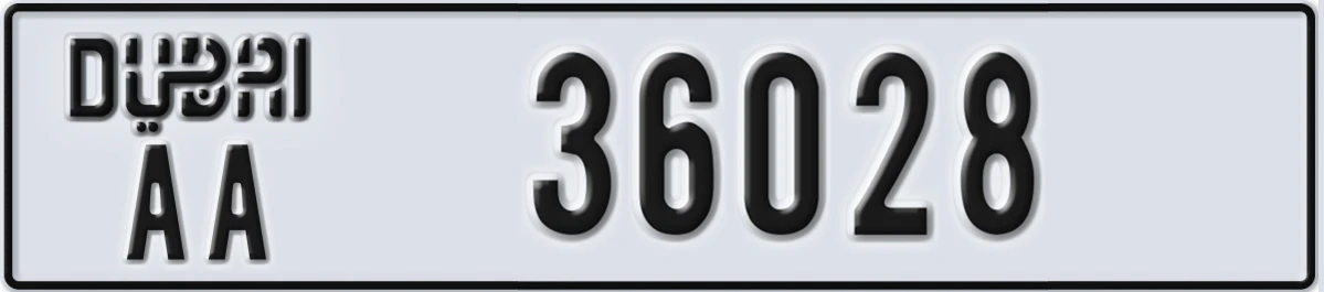 UAE License Plate Dubai AA 36028