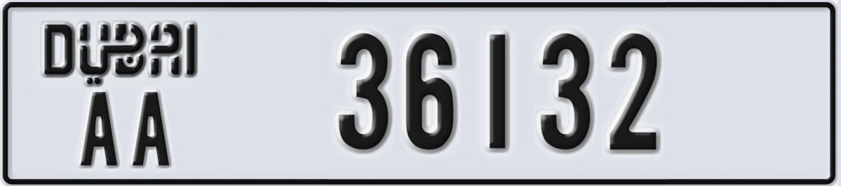 UAE License Plate Dubai AA 36132