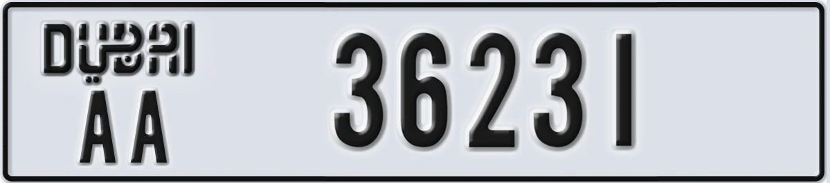 UAE License Plate Dubai AA 36231