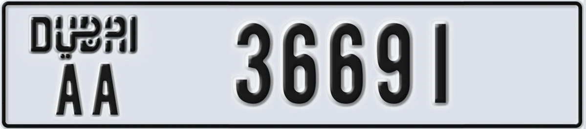 UAE License Plate Dubai AA 36691