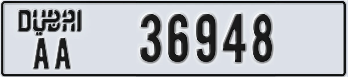 UAE License Plate Dubai AA 36948