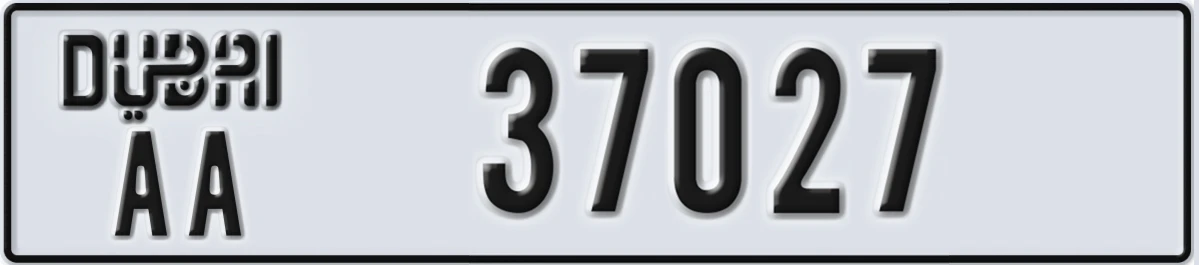 UAE License Plate Dubai AA 37027
